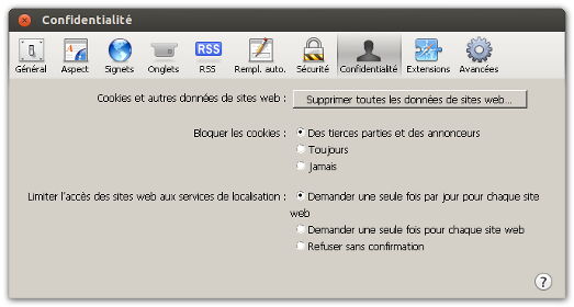 Suppression des Cookies sur Safari