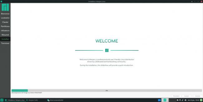 Manjaro en cours d'installation [cliquer pour agrandir]