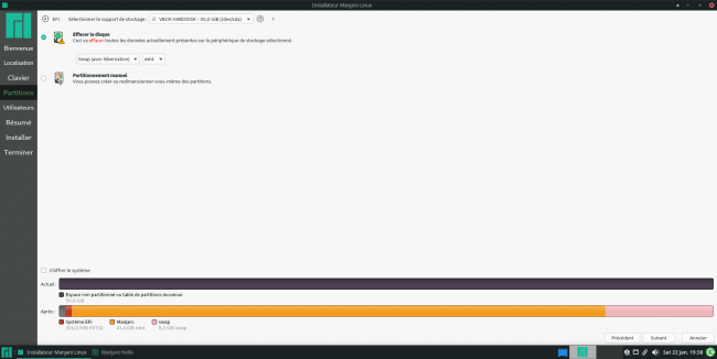 Comment organiser son disque pour Manjaro [cliquer pour agrandir]