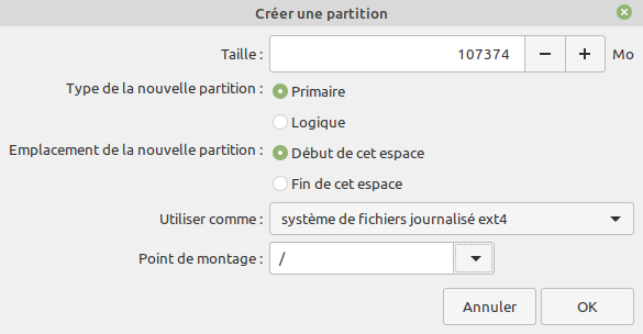 create partition