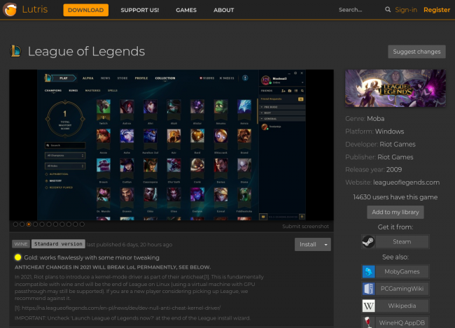 League of Legend : installation web [cliquer pour agrandir]