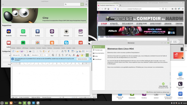 Le bureau, sous Mint 20 [cliquer pour agrandir]