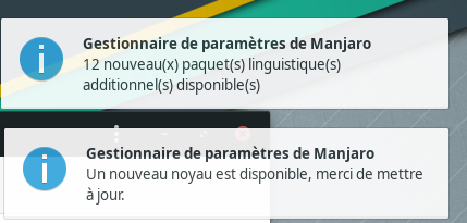 manjaro notification paquets