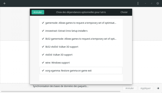 manjaro pamac lutris optdept