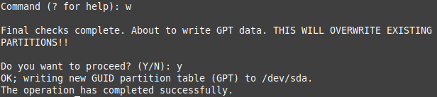 gdisk write