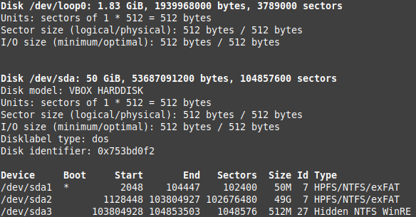 mint fdisk l