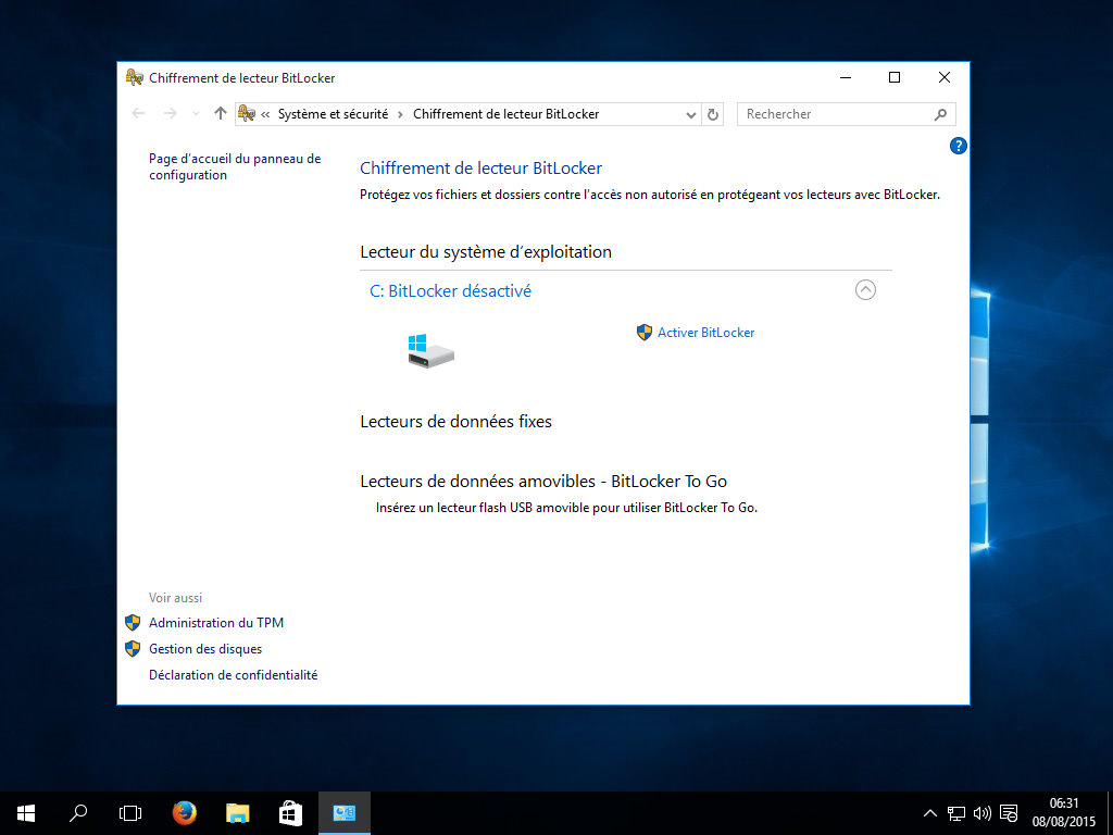 Chiffrement Bitlocker